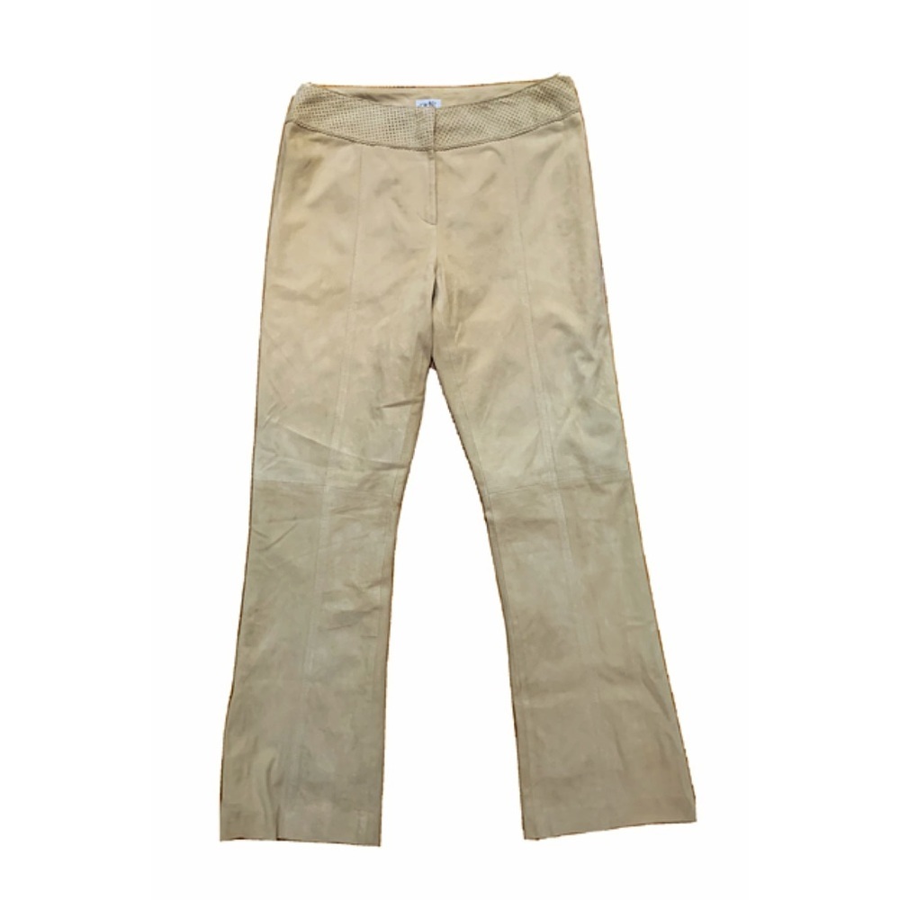 CACHE Sz 4 Blonde Goat Suede, Flat Front Pants